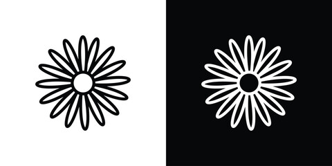 Wall Mural - gerbera icons in line style. editable black and white strokes
