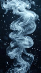 Wall Mural - elegant swirling smoke with sparkling particles on a dark background, creating a mystical and dreamy