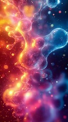Wall Mural - colorful abstract representation of molecular structures with a dreamy, cosmic background, featuring