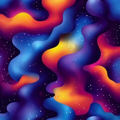Wall Mural - a vibrant abstract digital background featuring colorful swirling patterns and bright stars in a cos
