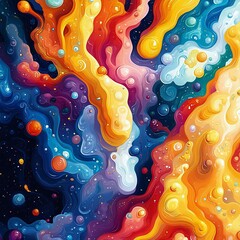 Wall Mural - a vibrant abstract cosmic illustration featuring swirling colors and galaxies, radiating energy and 