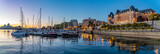 Panorama of Fairmont Empress Hotel and Inner Harbour at evening in Victoria, Canada
