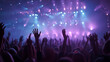 © Анна Ясониди - Crowd raising hands at a concert with colorful lights in background