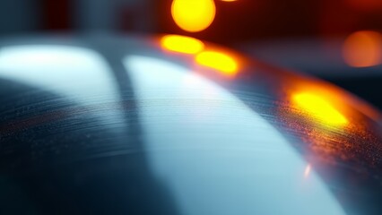 Metallic surface reflection with orange bokeh