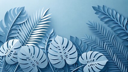 Naklejka na meble Collection of tropical leaves and foliage plants in blue tones against a space-inspired background