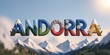 © Ross - Andorra 3D Text Illustration with Scenic Snow-Capped Pyrenees Mountains and National Symbols for Travel and Tourism Design