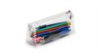 © lananh - Transparent pencil case neatly holds colorful writing tools. AI Generated