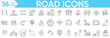 © Arslan - Road icon Vector and illustrator set.Highway, bridges, traffic lights, street signs, barriers, tunnels, crosswalks, signpost, directions, parking, route, GPS, drive, intersection and more.