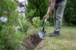 © hugy - Garden work scene: person digging in the ground with shovel