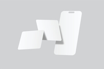 Wall Mural - mobile app screen and social media post mockup template design floating isolated on background. idea