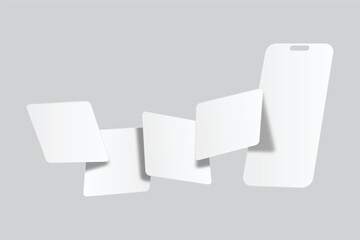 Wall Mural - mobile app screen and social media post mockup template design floating isolated on background. idea