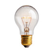 © Abir - Close up of a vintage edison style lightbulb with incandescent filament and golden base isolated on white transparent background PNG