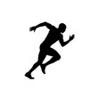 © Zunair - silhouette of a young man running , Silhouette of a runner in motion against a plain white background view