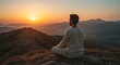 © Arvi - Man meditating mountain sunrise (1)