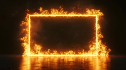 Wall Mural - fiery portal animation: stunning visual effect of a flaming square gate opener