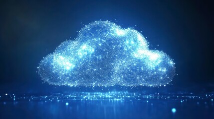 Wall Mural - glowing cloud symbol, digital network concept.