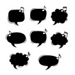 © Moe - Vector Set of Black Speech & Thought Bubbles with Musical Notes. Communication, Sound, Idea & Expression Design Elements.