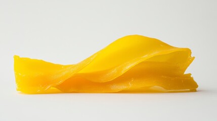 Wall Mural - abstract yellow substance, folded and textured, isolated on white background.