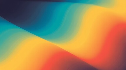 Canvas Print - flowing gradient waves of teal yellow and red abstract background