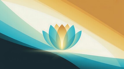 Canvas Print - glowing lotus bloom with flowing abstract waves flower digital