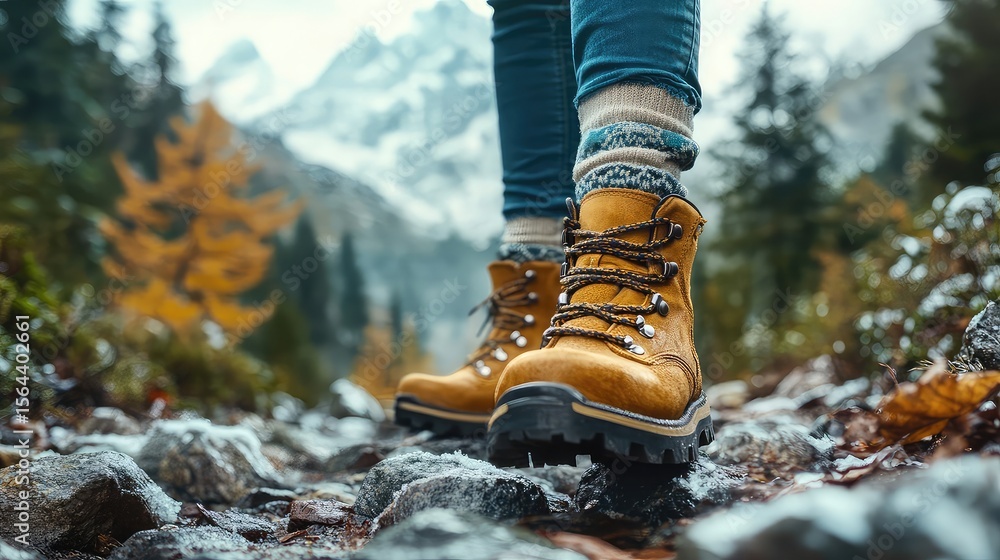 Hiking boots styled on trails, near packs, or with socks and gear for ...