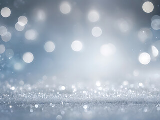 Wall Mural - abstract soft wintery silver-gray background with bright blue and white bokeh, smooth texture, moder
