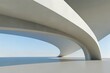 © Ramani - Abstract White Curved Architecture – Futuristic Interior with Reflective Concrete Floor