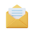 © RIFAT AHOMED MIYAZE - 3d illustration of an open yellow envelope with a white letter inside isolated on transparent background