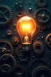 © Hugnaka - Bright Idea Illuminated Gears Representing Innovation and Problem Solving