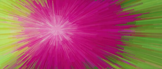 Wall Mural - abstract pink and green burst background with radiating lines concept of energy, explosion, and vibr