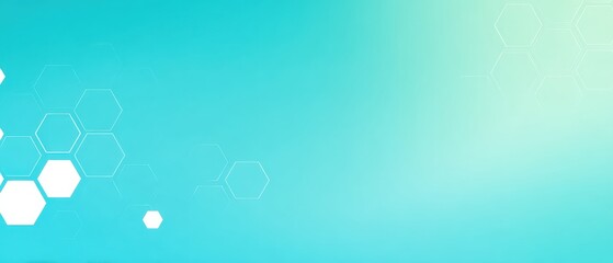 Wall Mural - abstract light blue gradient background with white hexagon shapes concept of science, technology, me