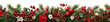 © Sasint - Winter garland design with seasonal plants, red berries and pinecones, for headers isolated on a Transparent background, PNG file.
