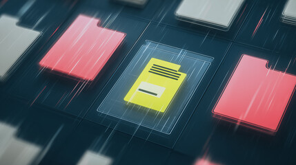 Wall Mural - cybernetic file archiving: an eye-level view, a striking, futuristic image showcasing a data storage