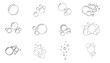 © Alyona - Bubbles fizzy foam doodle sketch hand drawn set. Line shampoo bubbles, champagne gas linear. Water balls. sparkles.