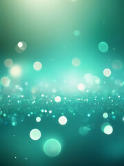 Wall Mural - abstract glowing blue green gradient bokeh background, sparkling light particles, smooth texture and
