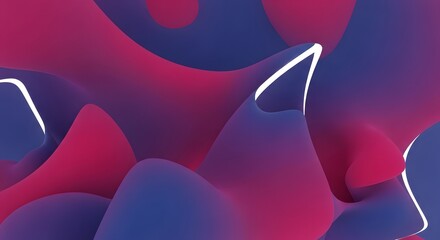 Wall Mural - abstract digital art with flowing curves and gradients of purple and pink