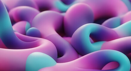 Wall Mural - abstract fluid shapes in gradient purple and teal