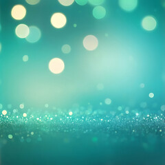 Wall Mural - abstract glowing blue green gradient bokeh background, sparkling light particles, smooth texture and