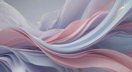 Wall Mural - fluid abstract waves with pastel colors and gold accents