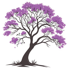 Vibrant jacaranda tree icon, lush purple flowers, a beautiful flowering design.