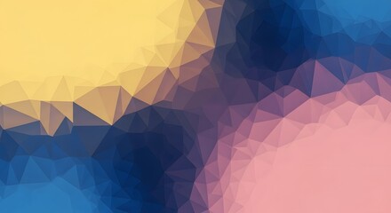 Wall Mural - polygonal abstract design with yellow blue and pink gradients