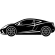 © VecorWing - Black modern sports car side view silhouette vector illustration
