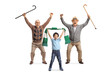© Ljupco Smokovski - Overjoyed elderly men and a little boy cheering with hands up
