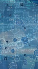 Wall Mural - animation of network of connections with icons over globe