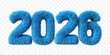 © MDShafaat - realistic 3d hairy fluffy font number 2026 in different colour style  isolated on transparent background