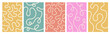 © Nastya - Twisted curved lines posters. Wiggling stripes waves backgrounds set. Squiggle Ribbons in flat style