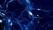 © Connect Images - Abstract blue light trails intertwined against a dark background. 3D rendering
