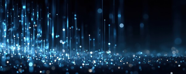 Wall Mural - abstract representation of digital technology with glowing blue lines and particles