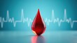 © Nazuro - Red Blood Drop Symbolizes Life and Vitality on EKG Background