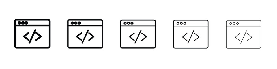 Web Code icon vector in editable stroke linear pictogram